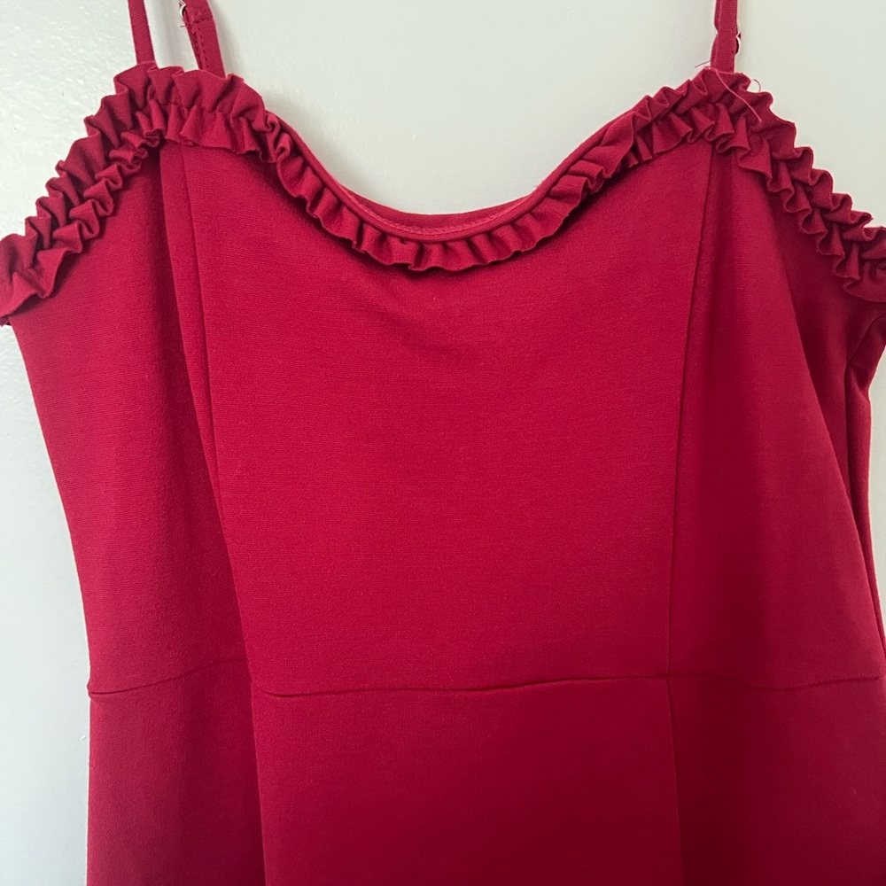 Forever 21 Red Ruffled Midi Dress